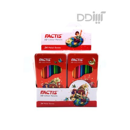 مداد رنگی 12 رنگ جعبه فلزی فکتیس | Factis